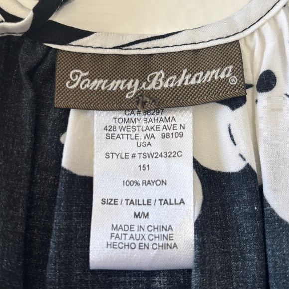 Tommy Bahama Short Black and White Floral Scoop Neck Dress - Picture 3 of 6